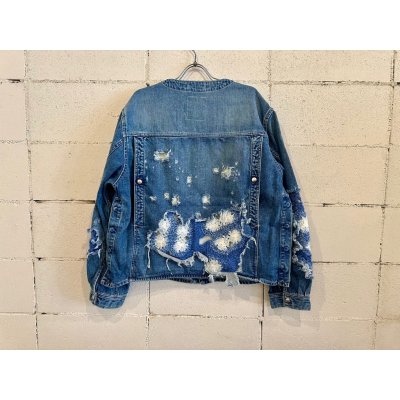 画像1: SEVESKIG Indigo No-Collar Engineer Jkt